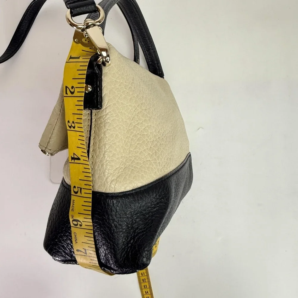 Kate Spade Crossbody Bag Womens Small Black Beige Pebbled Leather Tassel Purse